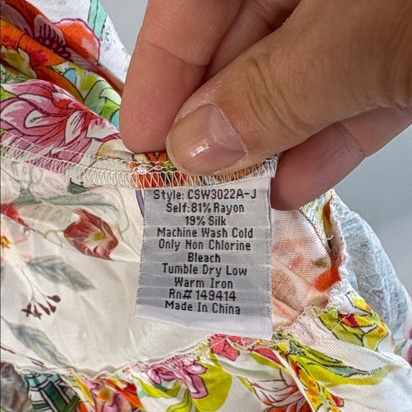 Johnny Was Gorgeous Pink and Blue Floral Kimono with Tie Front, Ruffles - Picture 9 of 11